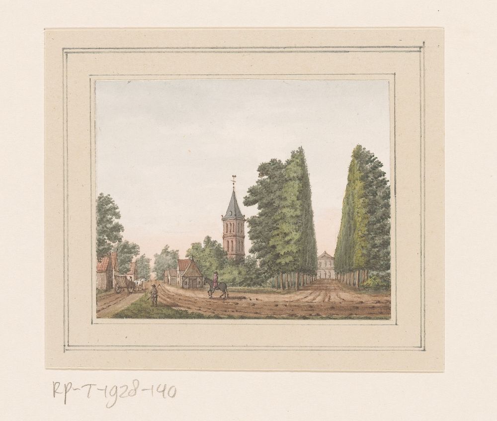 Gezicht op Oostkapelle met Huis Rijnsburg te Zeeland (c. 1750 - c. 1800) by anonymous
