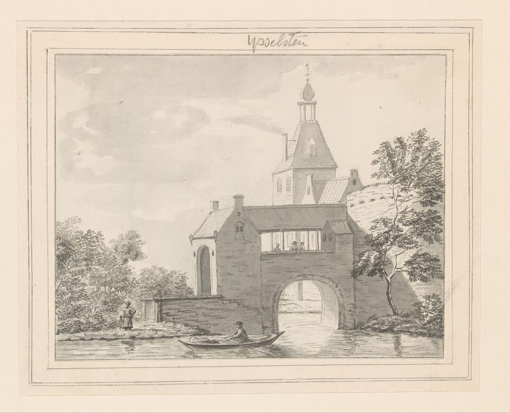 Gezicht op de overdekte sluis bij de IJsselpoort in IJsselstein (1700 - 1799) by anonymous