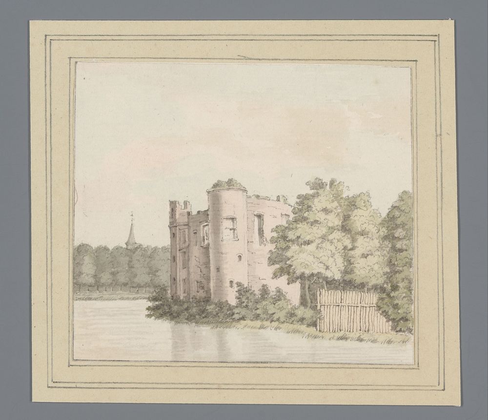 Gezicht op de ruïne van Kasteel Ravesteyn of Slot Heenvliet (c. 1750 - c. 1800) by anonymous