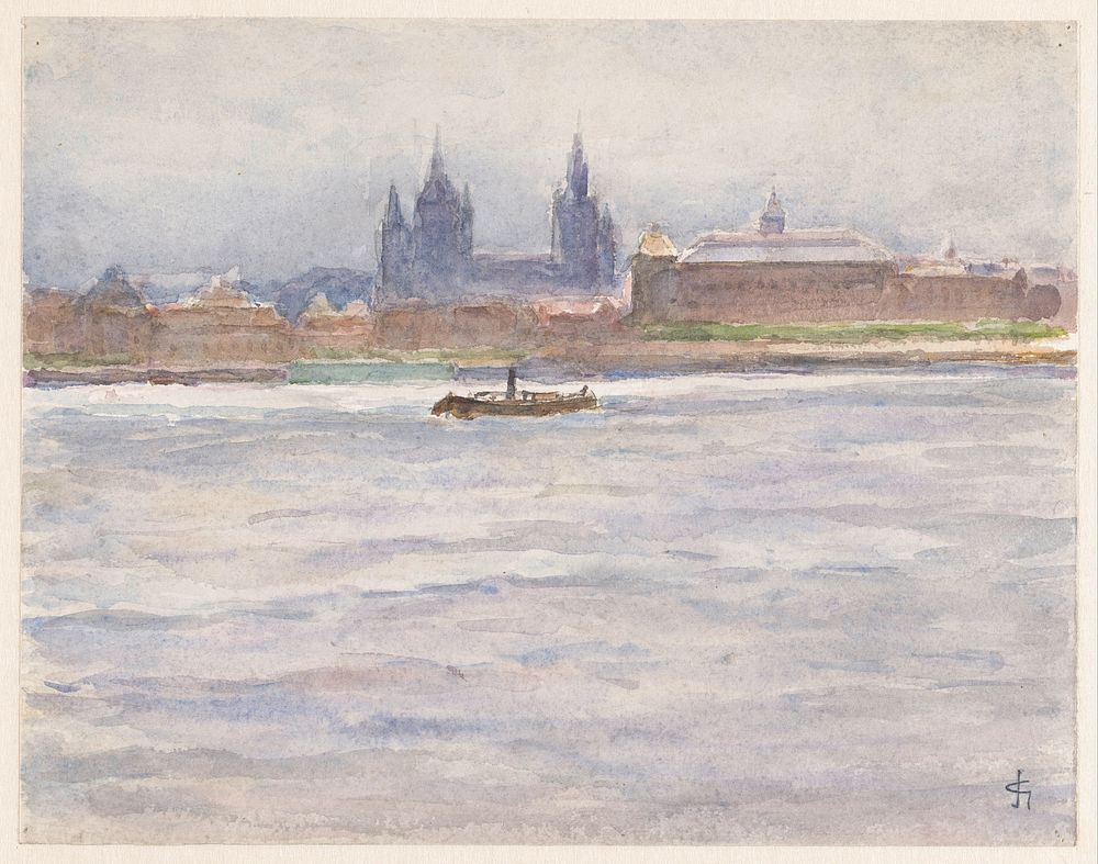 Gezicht op Mainz vanaf de rivier (1894) by Carel Nicolaas Storm van s Gravesande