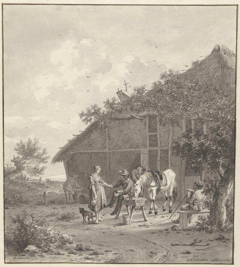 Rustende ruiter bij herberg (1783) by Dirk Jan van der Laan