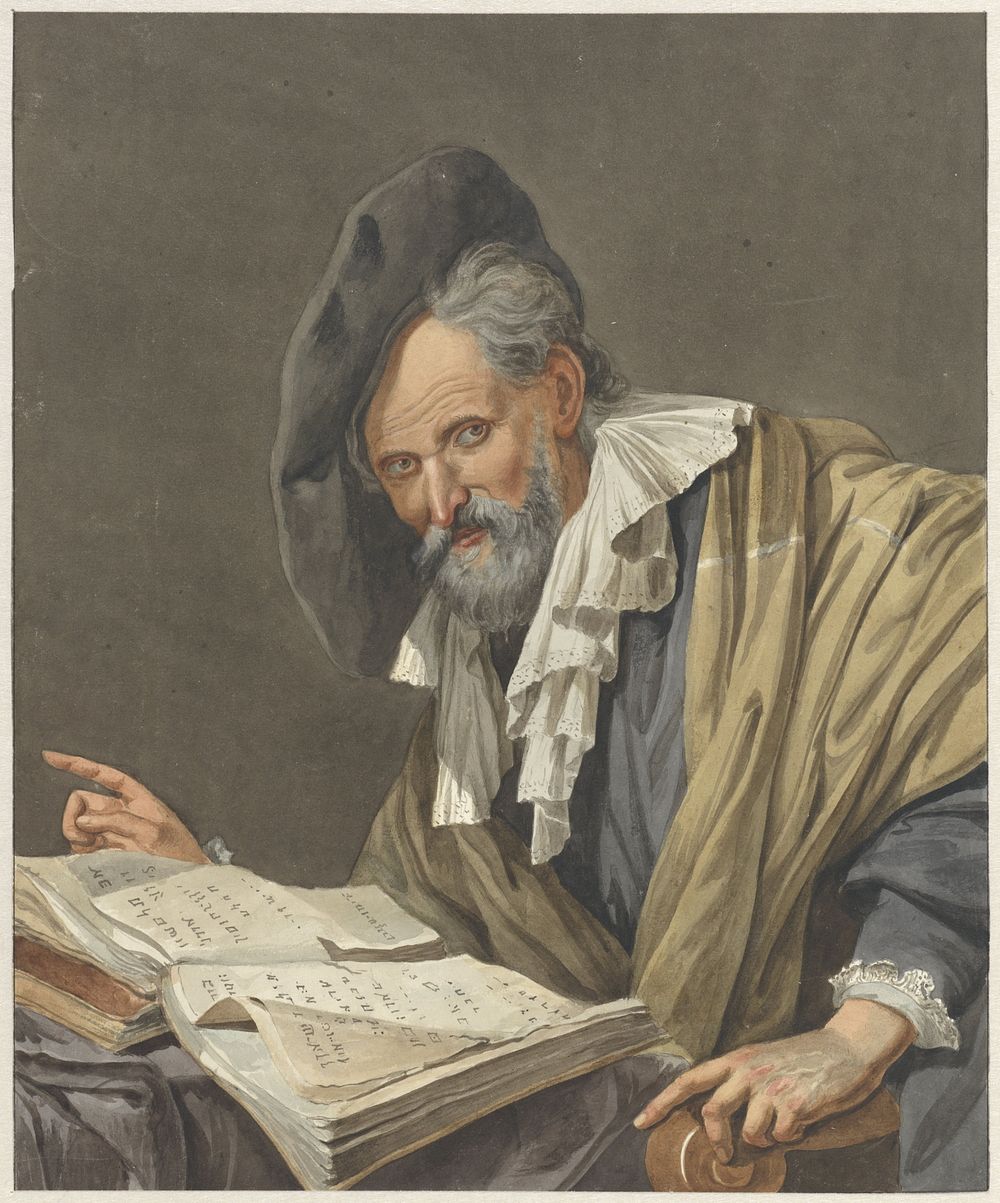 Man met baret en een boek (1798) by R M Pruysenaar and Toorenvliet