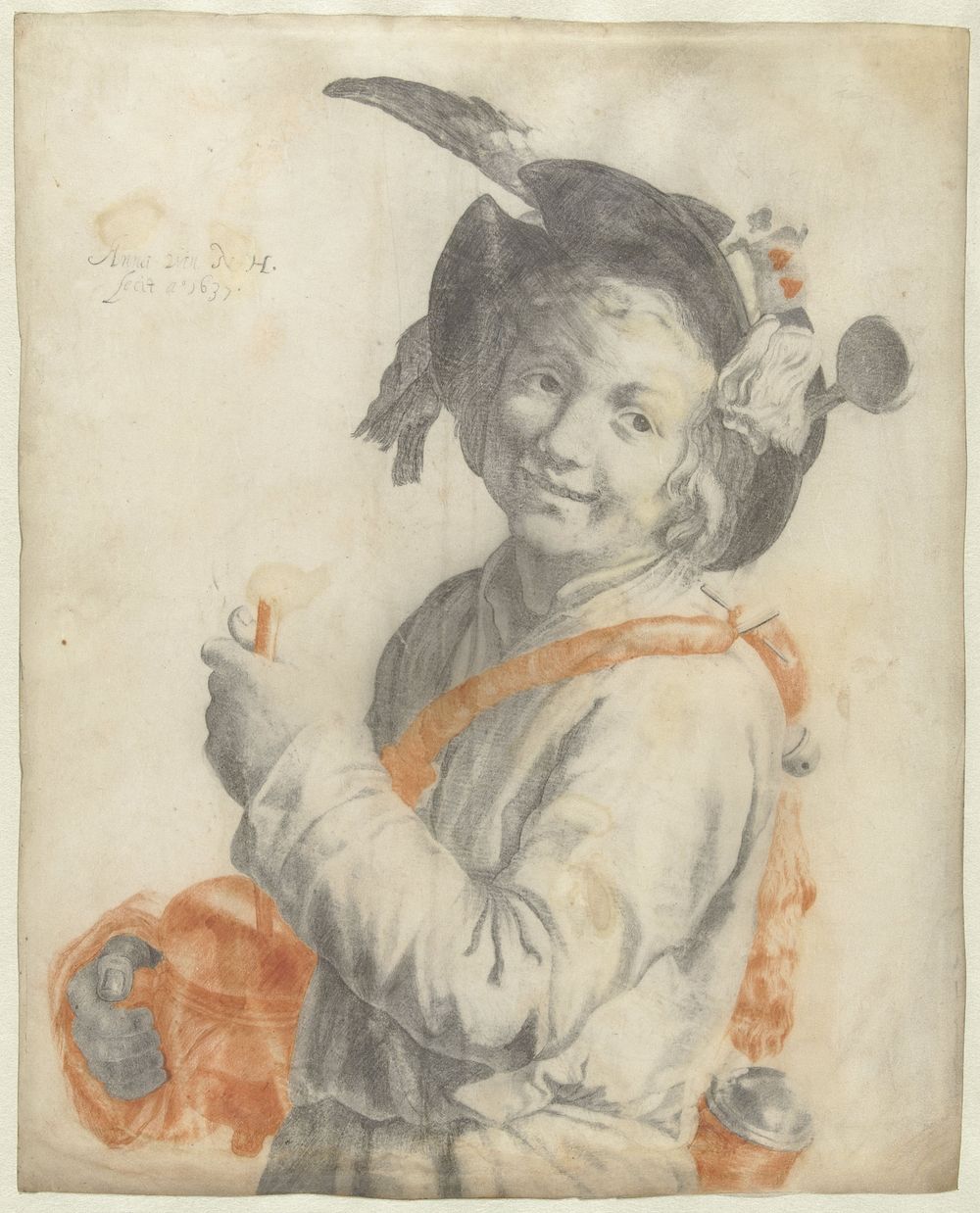 Rommelpotspelende jongen (1637) by Anna van N H