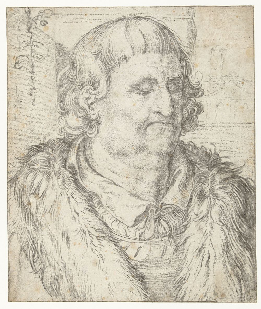 Studie van het hoofd van een man in de stijl van Dürer (1606) by Hendrick Goltzius
