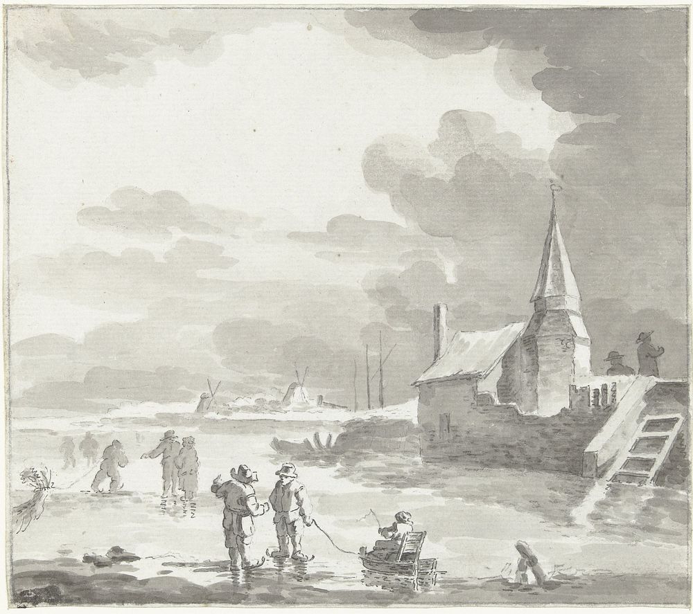 Winterlandschap met schaatsenrijders (1789) by Jacob Ernst Marcus