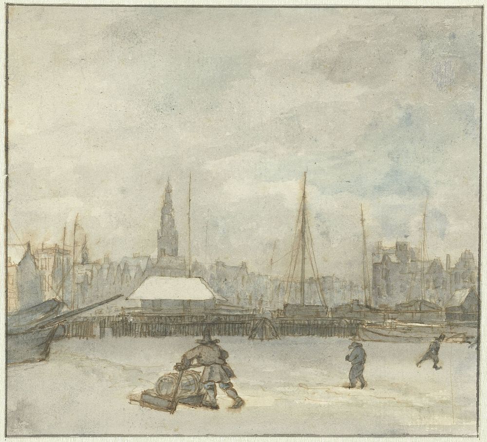 Wintergezicht te Amsterdam (1786 - 1850) by Gerrit Lamberts