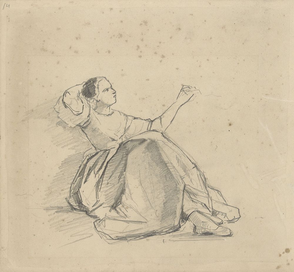 Op de grond zittend meisje (1848 - 1865) by Gerard Bilders