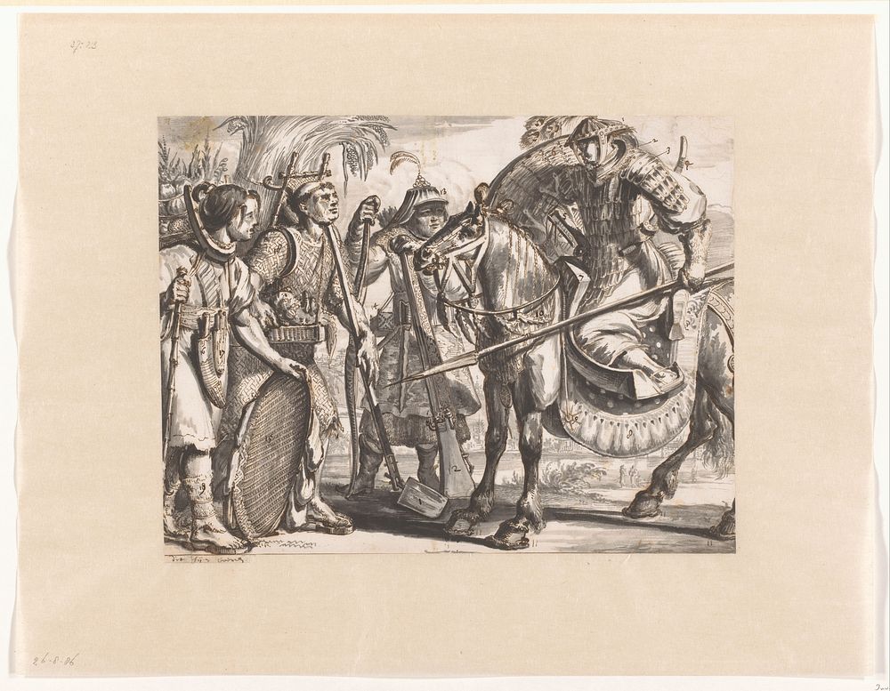 Twee Chinese boeren en twee krijgslieden (1655 - 1708) by Romeyn de Hooghe