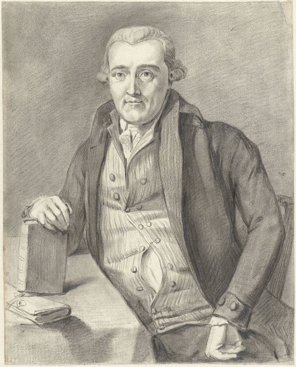Portret van een man zittend aan een tafel (1770 - 1837) by Taco Scheltema I