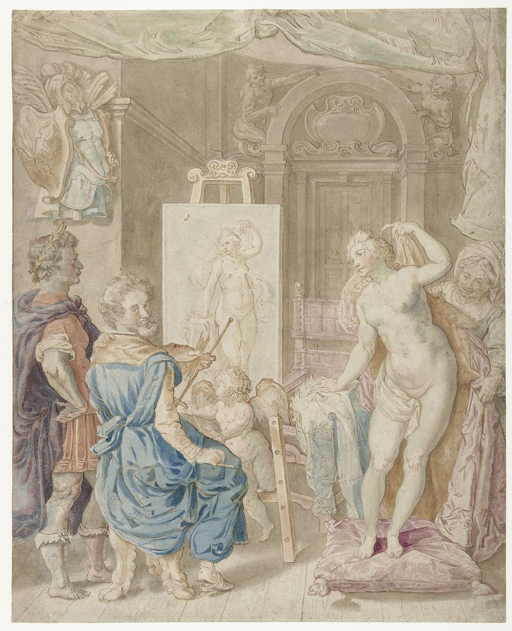 Apelles schildert Campaspe (1579 - 1625) by Pieter Isaacsz