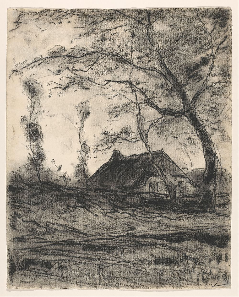 Boerderij en bomen (1913) by Pieter H J J Ras