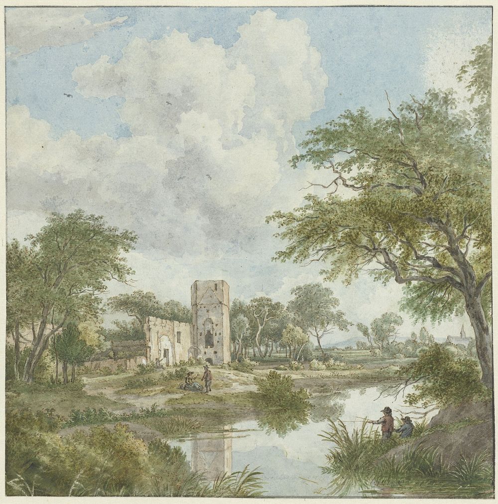 Landschap met kasteelruïne (1754 - 1831) by Wybrand Hendriks and Meindert Hobbema