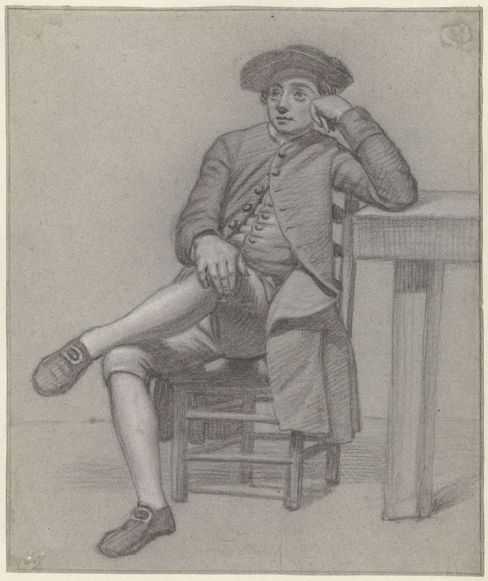 Zittende man met gekruiste benen (1763 - 1833) by Jordanus Hoorn
