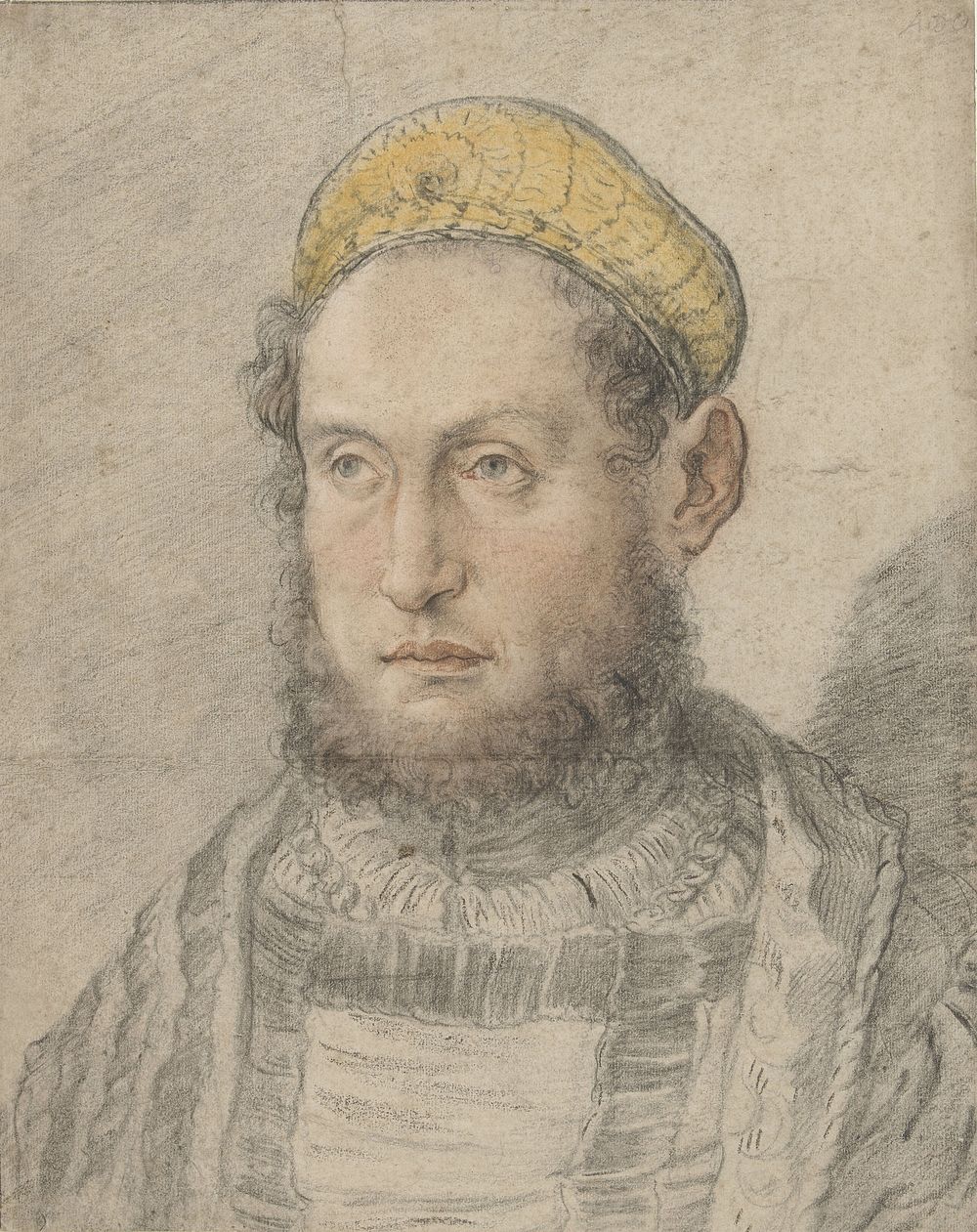 Portret van een voorname man met baard en goudkleurige muts (c. 1505 - c. 1507) by Hans Burgkmair I