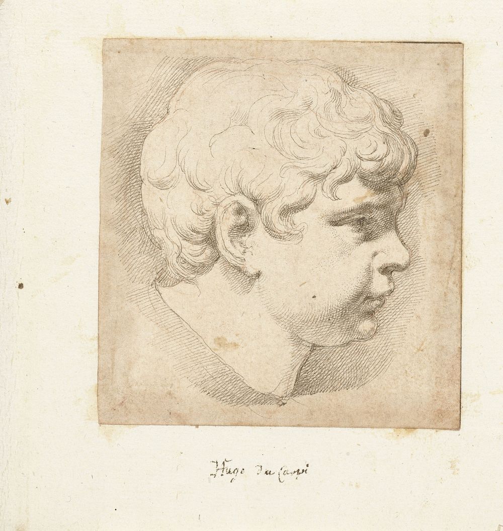 Hoofd van jongen (1460 - 1520) by Ugo da Carpi