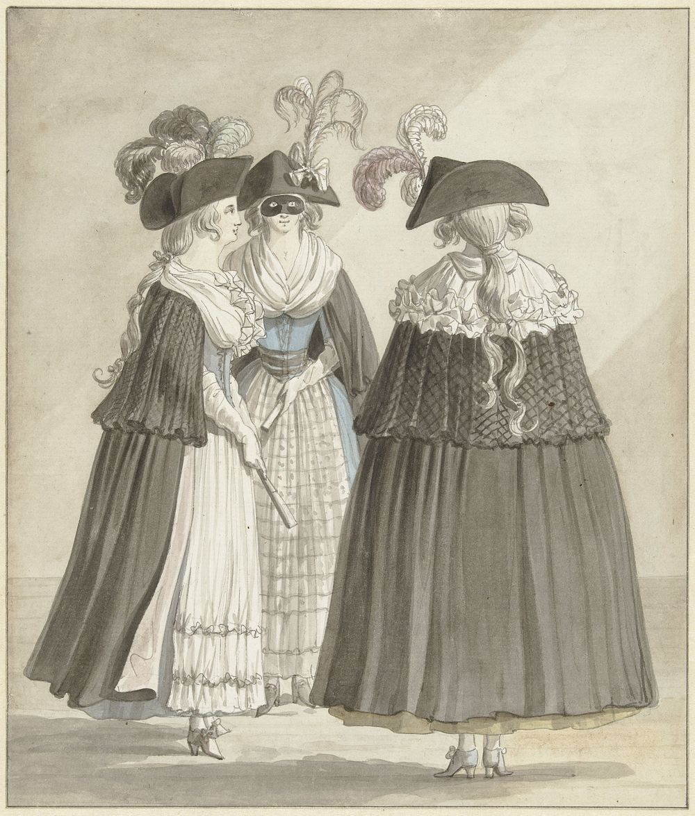 Drie vrouwen in Romeinse maskeradekostuums (1790) by Daniël Dupré