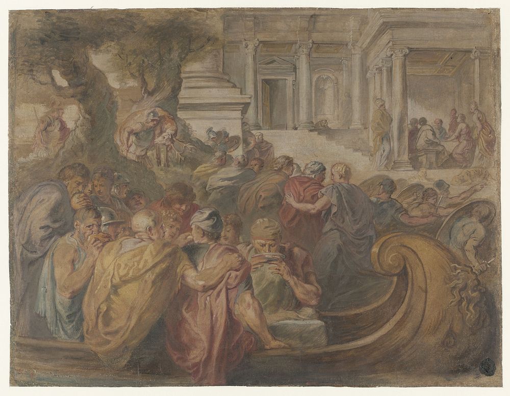 Aankomst van Odysseus en metgezellen bij Circe (1587 - 1640) by Peter Paul Rubens and Francesco Primaticcio