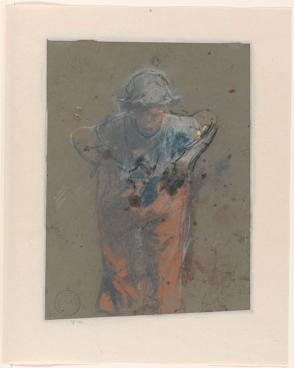 Voorovergebogen staande vrouw (1865 - 1930) by Jac van Looij