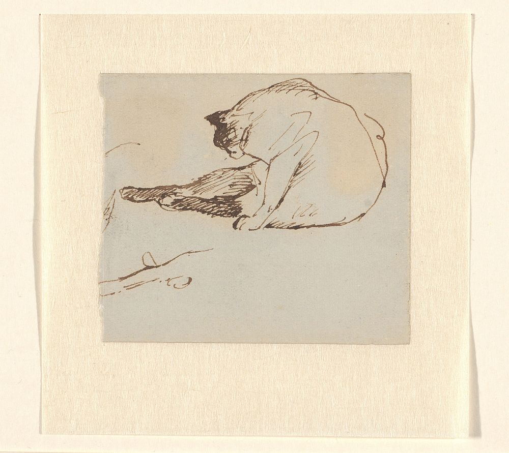 Studieblad met zich krabbende kat (1821 - 1891) by Guillaume Anne van der Brugghen