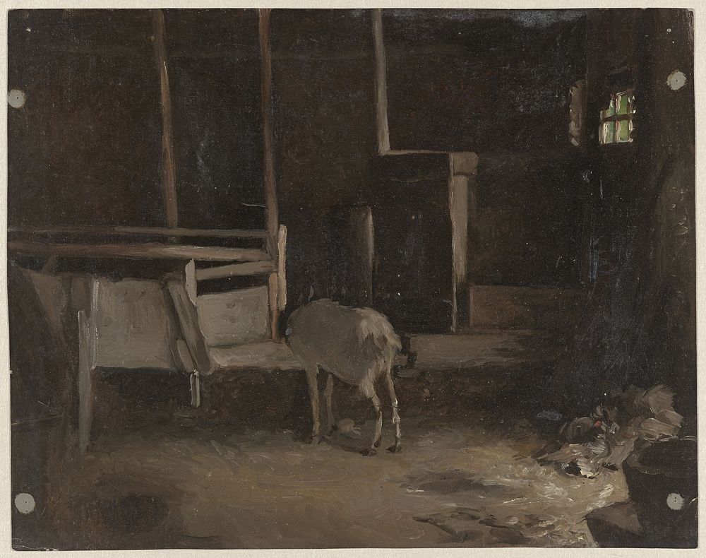 Geitje in een stal (1821 - 1891) by Guillaume Anne van der Brugghen