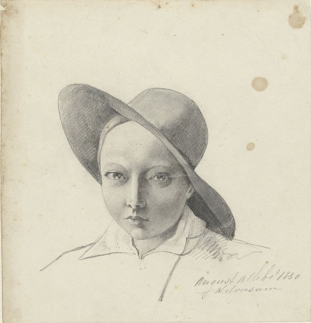 Portret van een jongen met een hoed (1850) by August Allebé