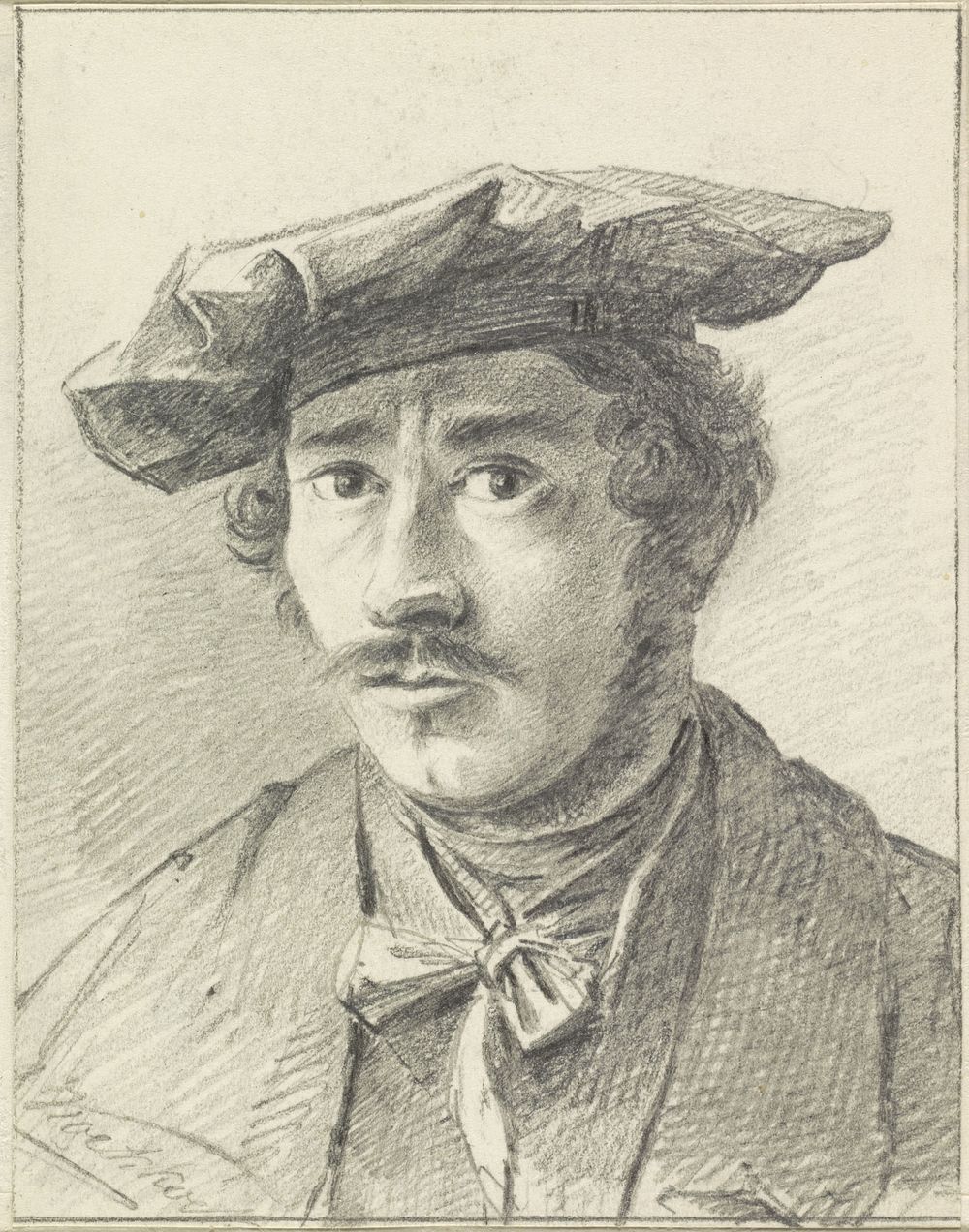 Zelfportret van Marinus Adrianus Koekkoek (1817 - 1868) by Marinus Adrianus Koekkoek I