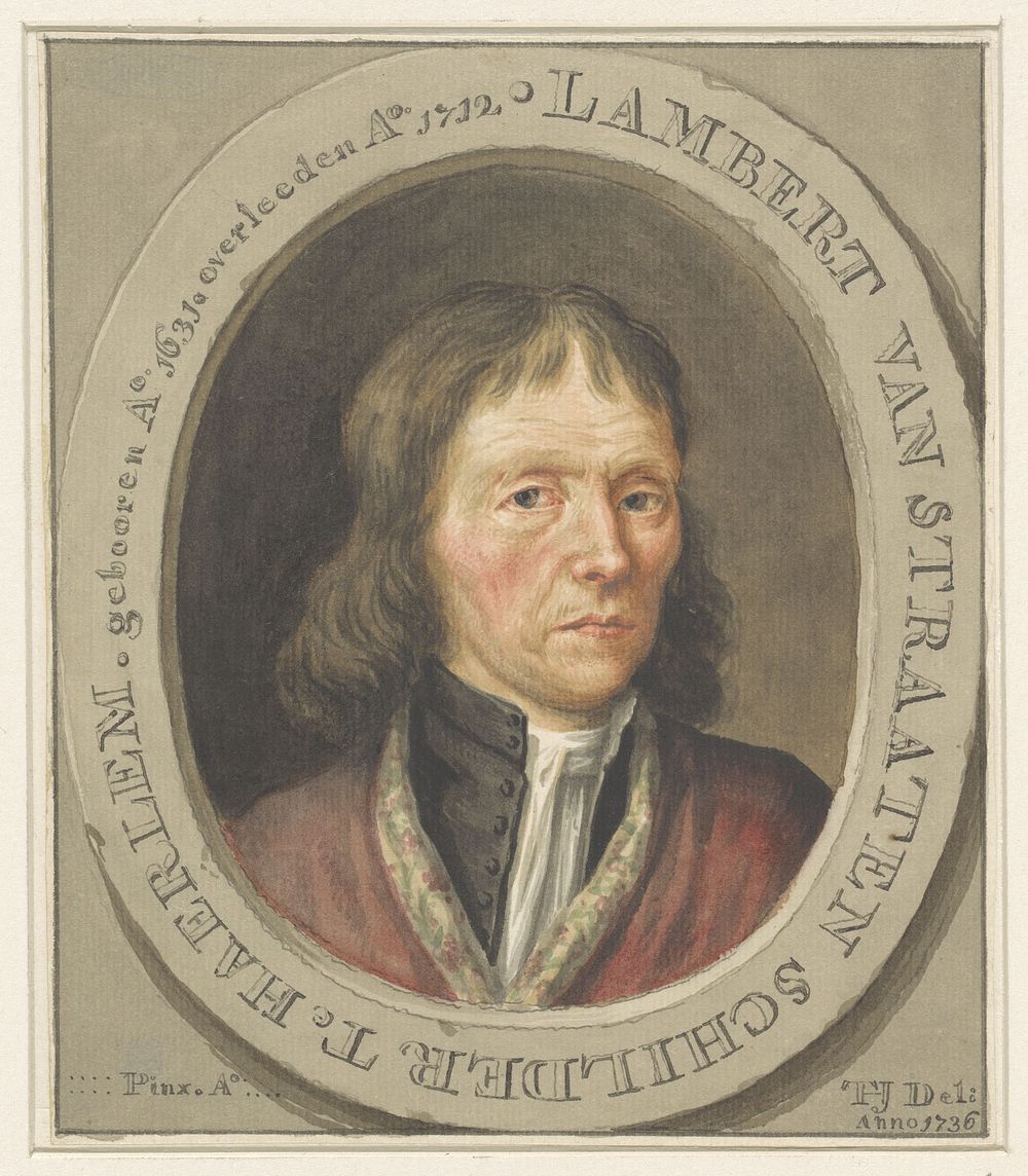 Portret van de schilder Lambert van Straaten (1736) by Tako Hajo Jelgersma