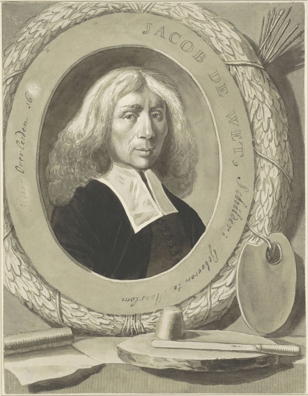 Portret van de schilder Jacob de Wet (de Oude) (1620 - c. 1725) by anonymous