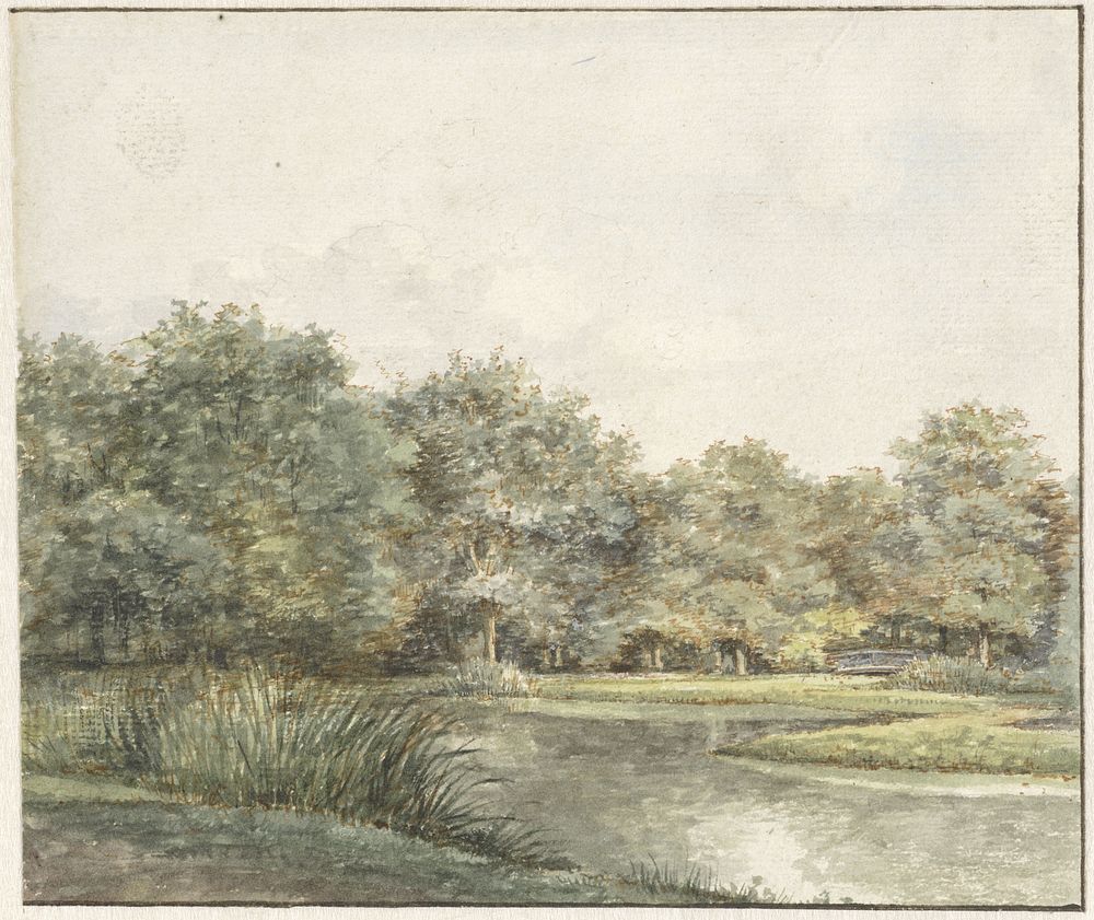 Landschap met bomen aan het water (1821) by Pieter Ernst Hendrik Praetorius