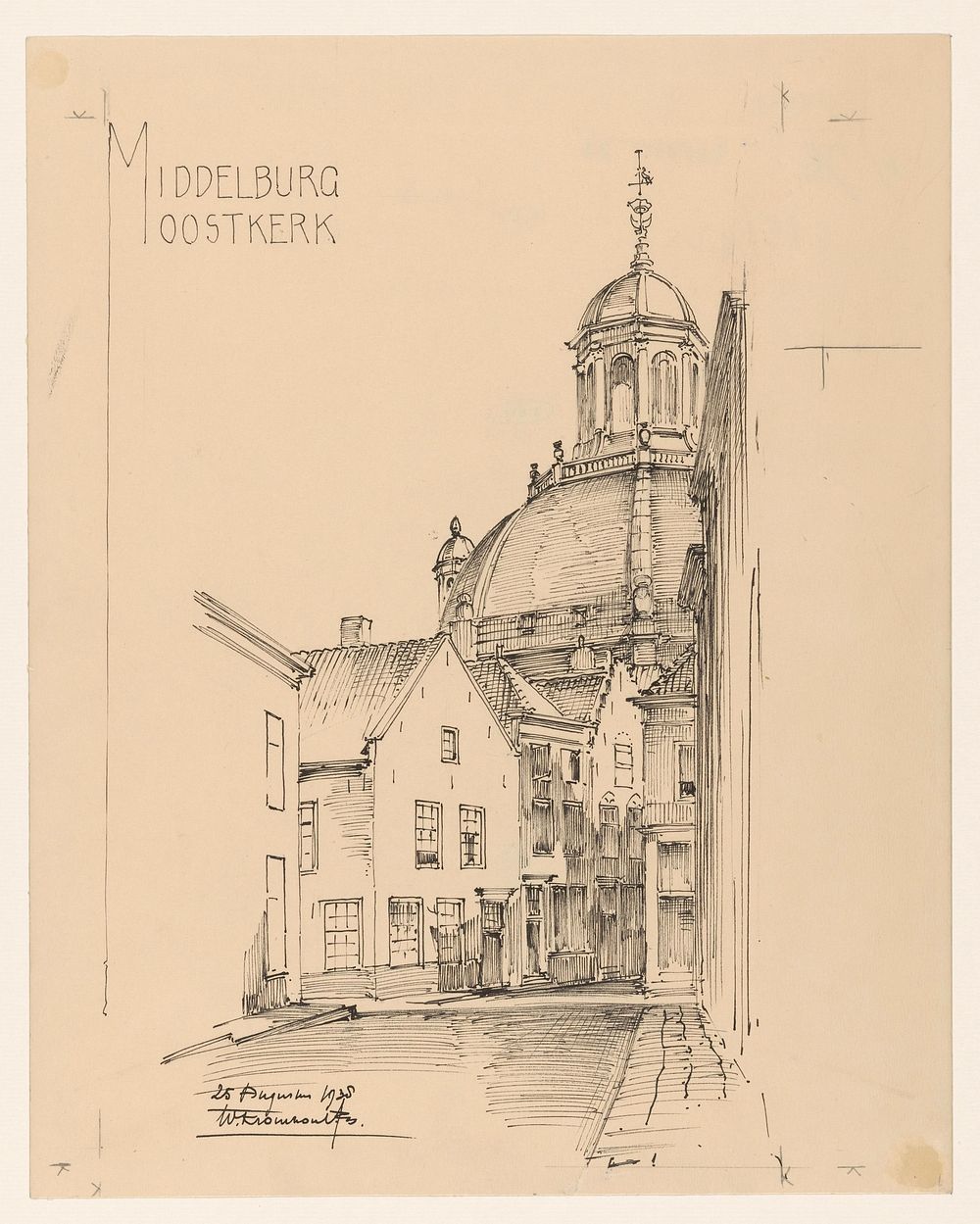 De Oostkerk te Middelburg (1938) by Willem Kromhout