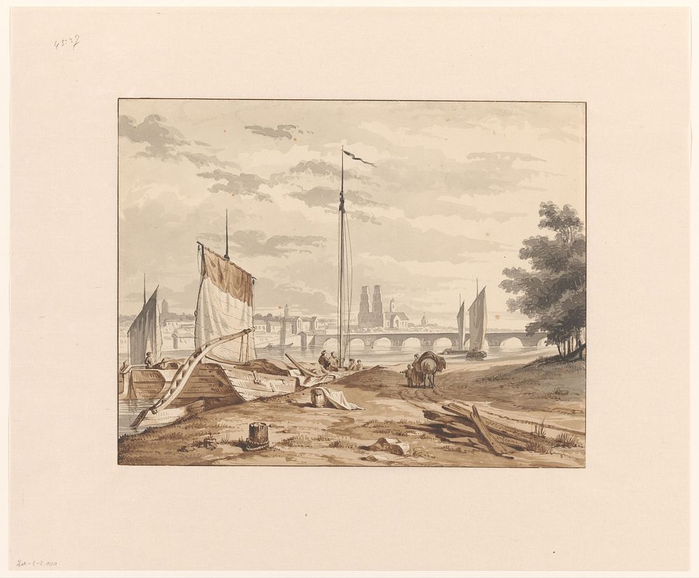 Gezicht op Orléans van de overzijde van de Loire (1853) by G Veldhuyzen