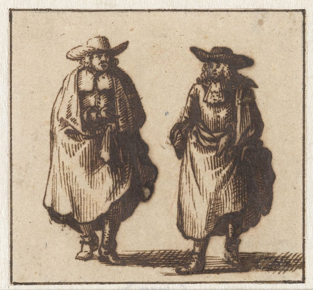 Twee staande heren in zware mantels (1673 - 1721) by Jan Vincentsz van der Vinne