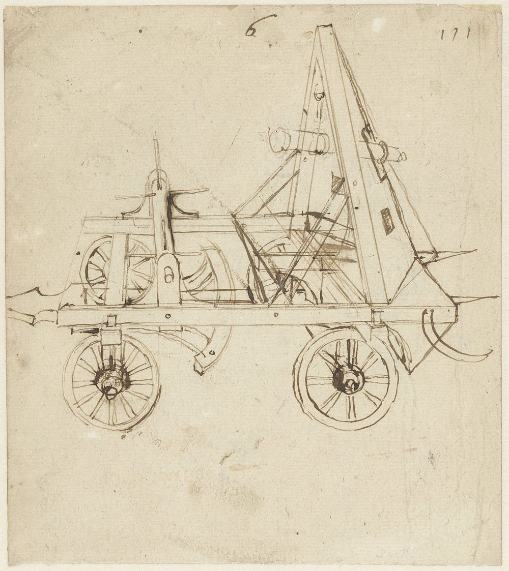 Strijdwagen op vier wielen (1450 - 1520) by Francesco di Giorgio Martini