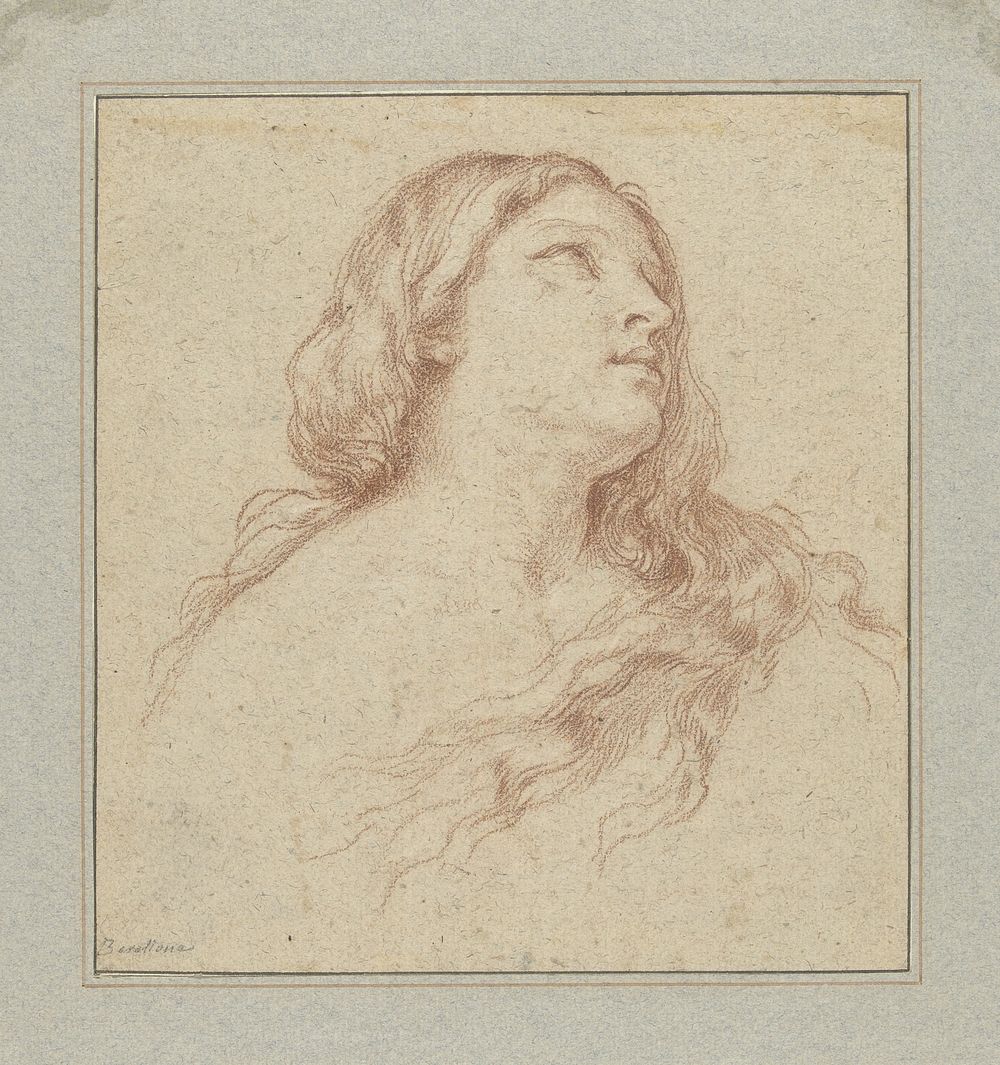 Studie voor het hoofd van een Maria Magdalena (1647 - 1682) by Niccolò Berrettoni