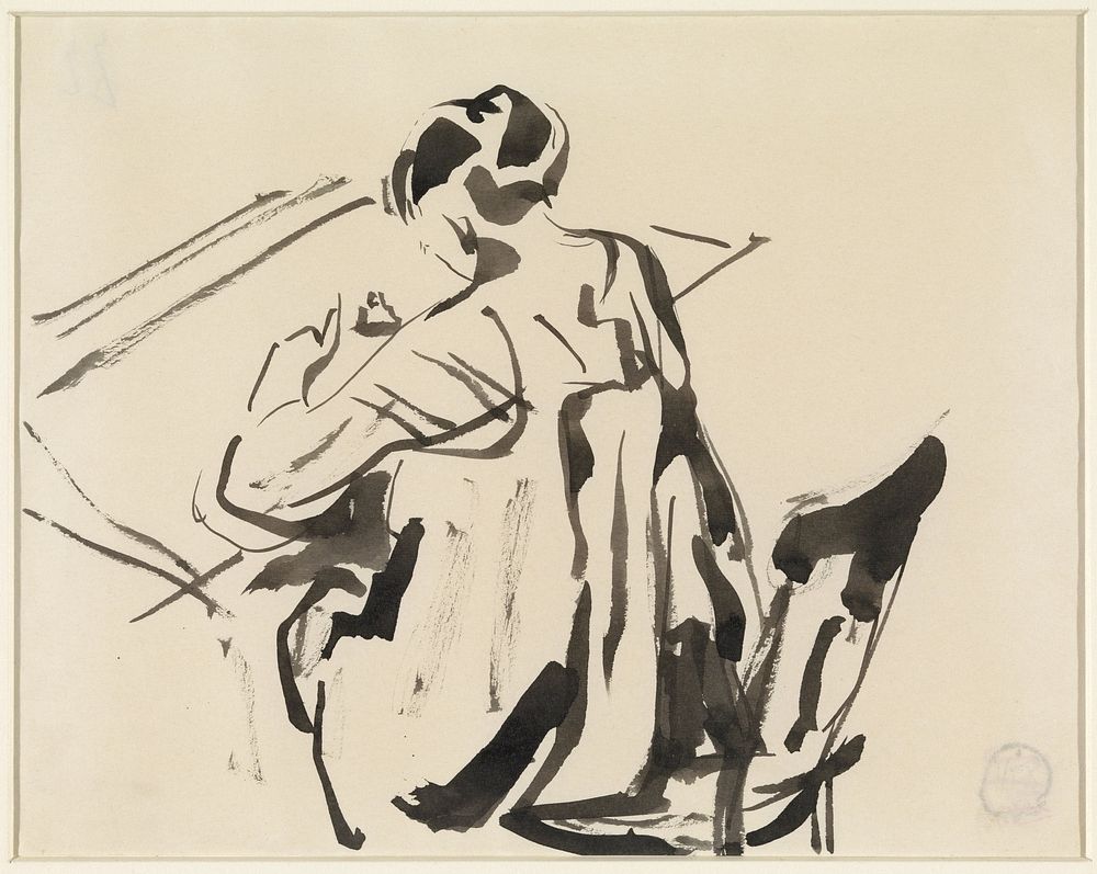 Schrijvende vrouw, op de rug gezien (1892 - 1916) by Rik Wouters