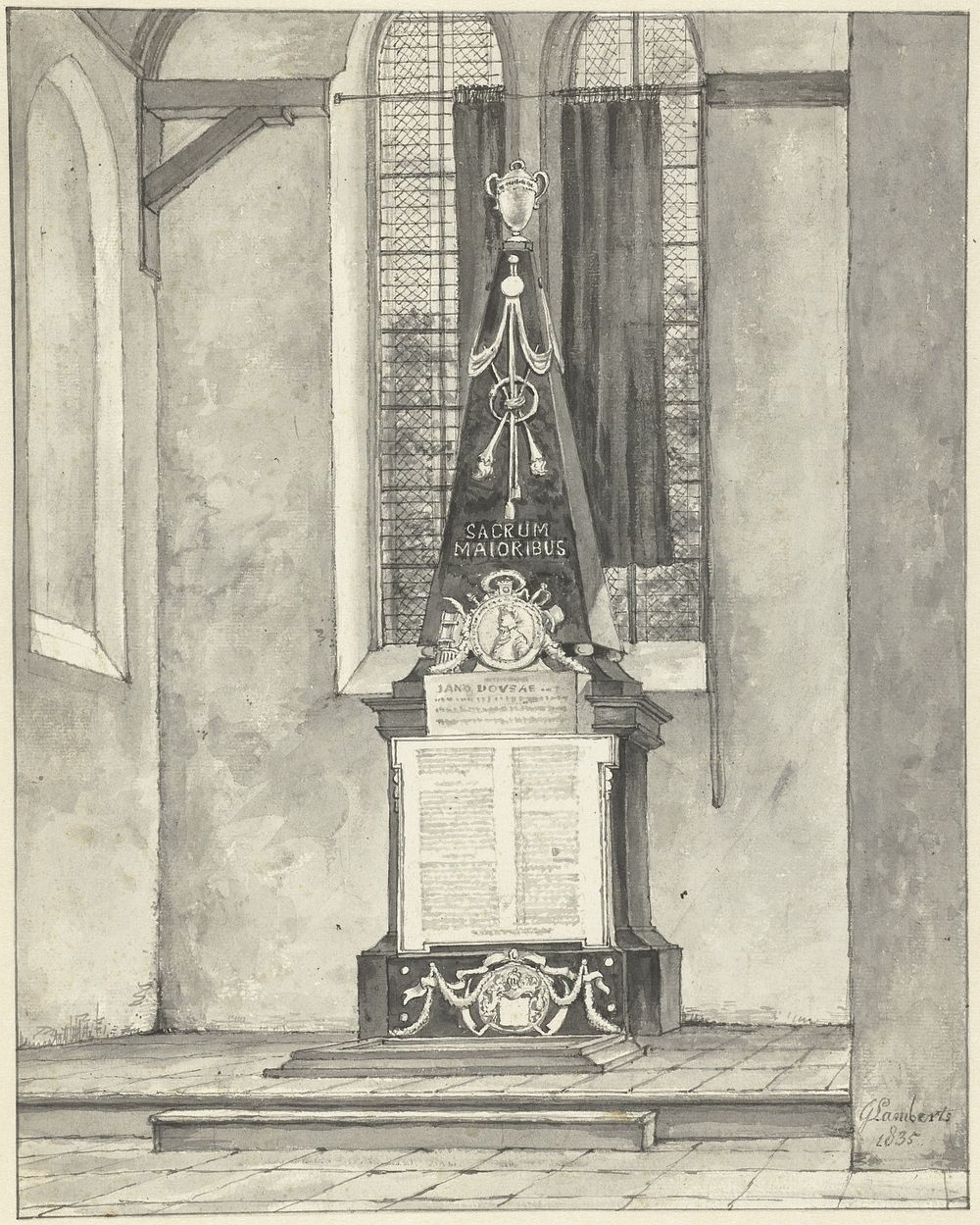Grafmonument van Janus Dousa in de Ned. Hervormde kerk te Noordwijk (1835) by Gerrit Lamberts
