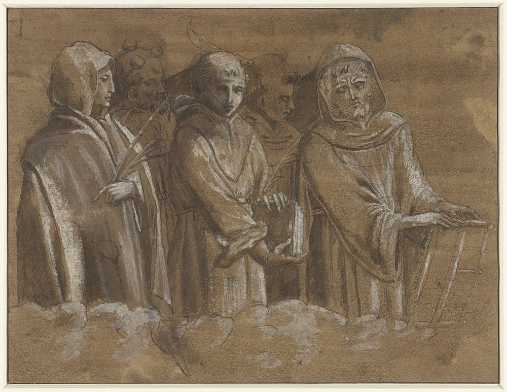 Figuren van martelaars boven een wolkenrand (1500 - 1510) by anonymous