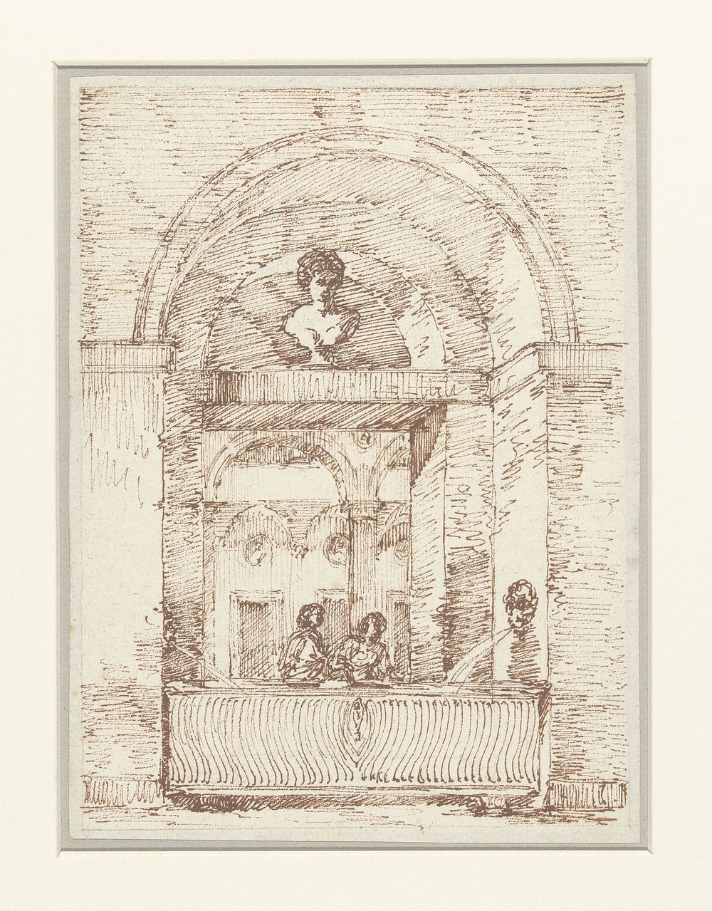 Romeins portiek met twee vrouwen die water halen (1787 - 1811) by Victor Jean Nicolle