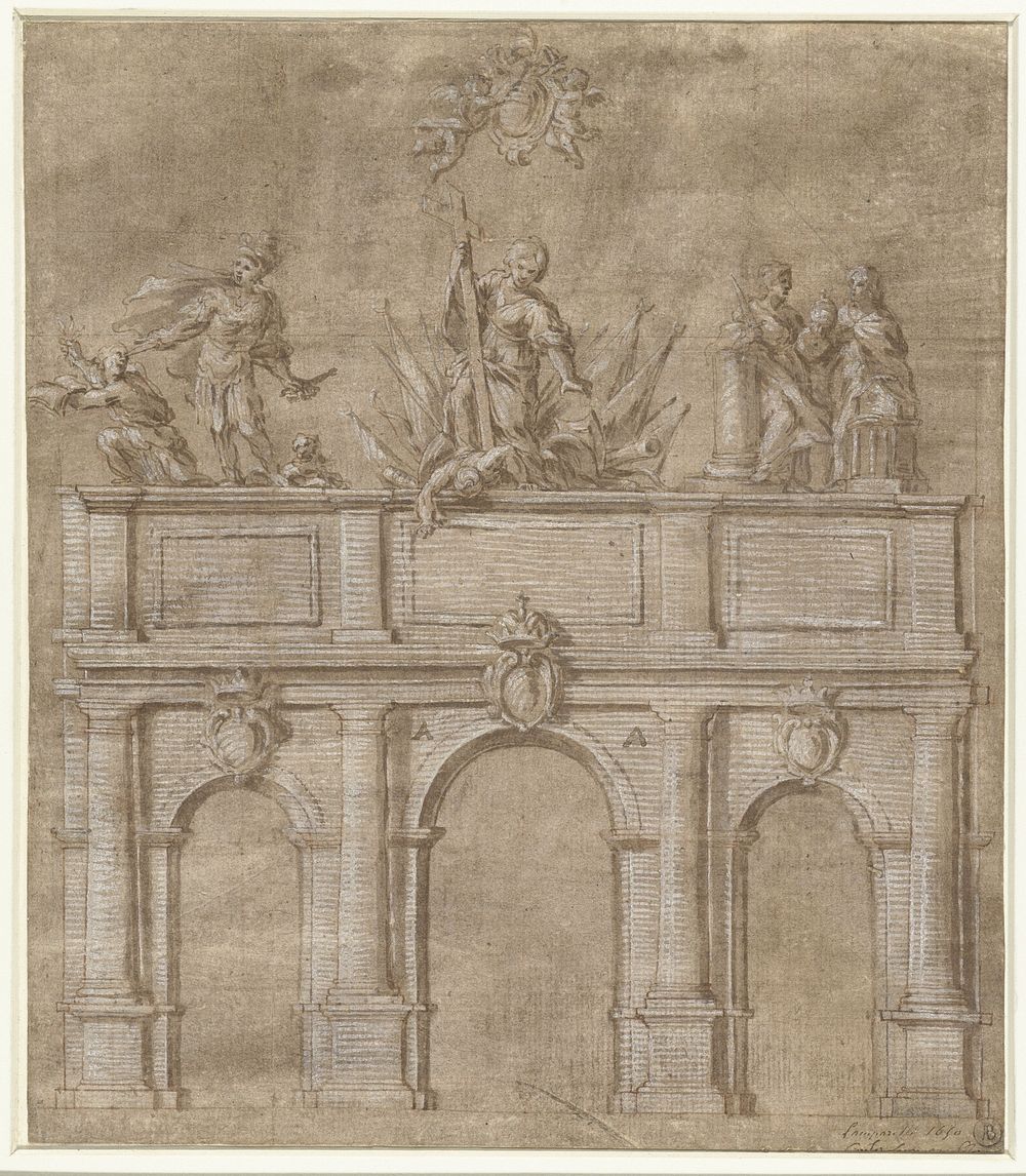 Ontwerp voor een ereboog ter gelegenheid van de inkomst van paus Innocentius XI te Perugia in 1686 (1686) by Carlo Lamparelli