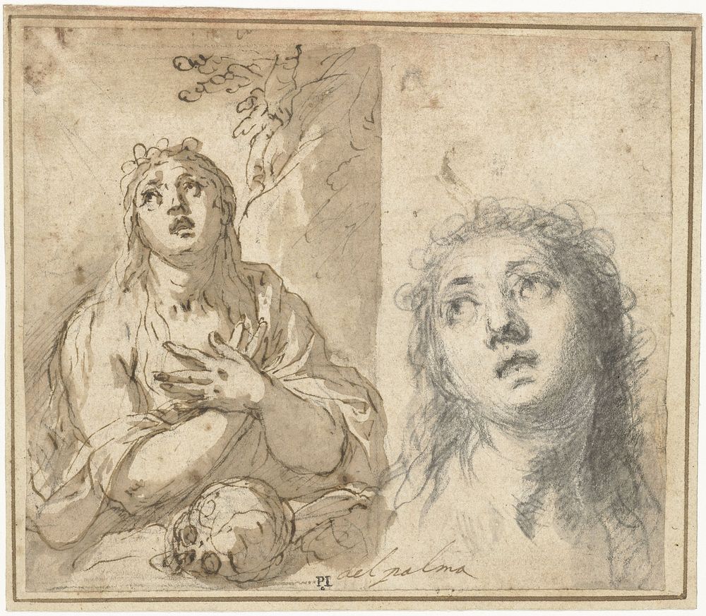 Boetvaardige Magdalena in een landschap (1565 - 1628) by Jacopo Palma il Giovane