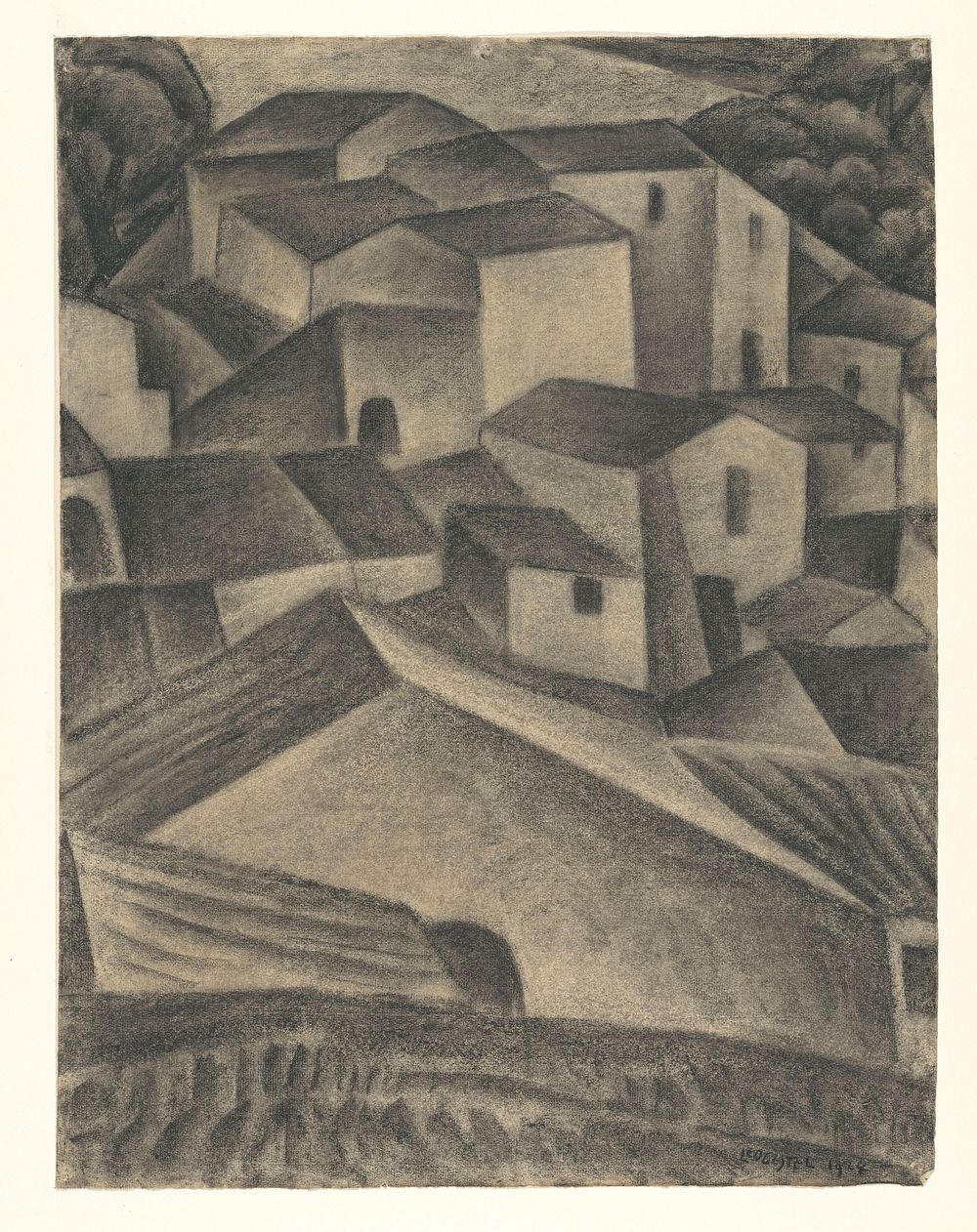 Huizen in een Italiaans dorp (1924) by Leo Gestel