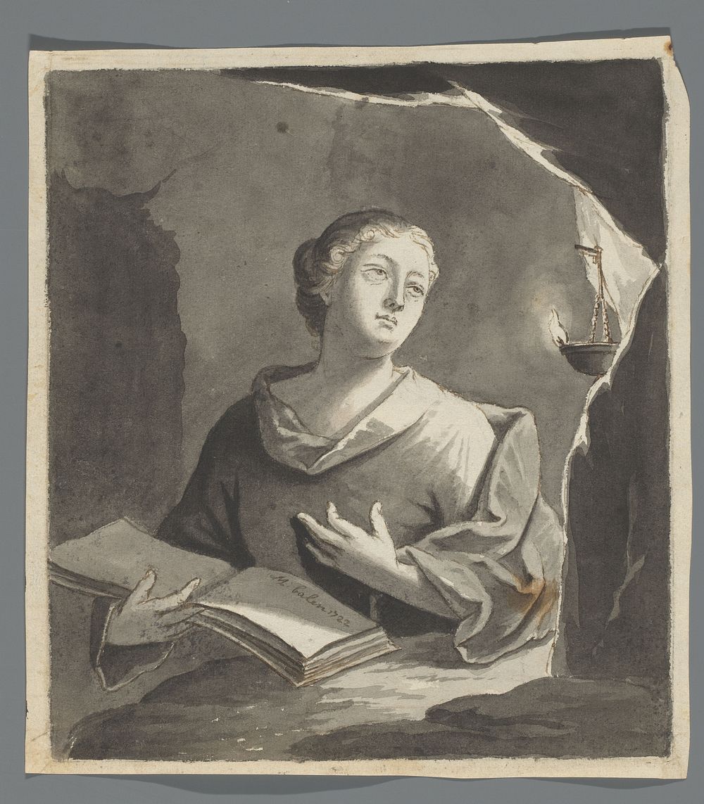 Vrouw met boek bij kaarslicht (1722) by Matthijs Balen 1684 1766