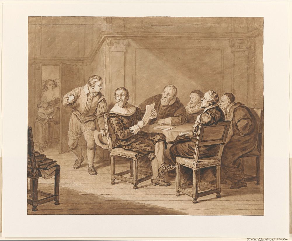 Hugo de Groot krijgt bericht dat zijn vrouw is aangekomen (1790 - 1852) by Pieter Christoffel Wonder