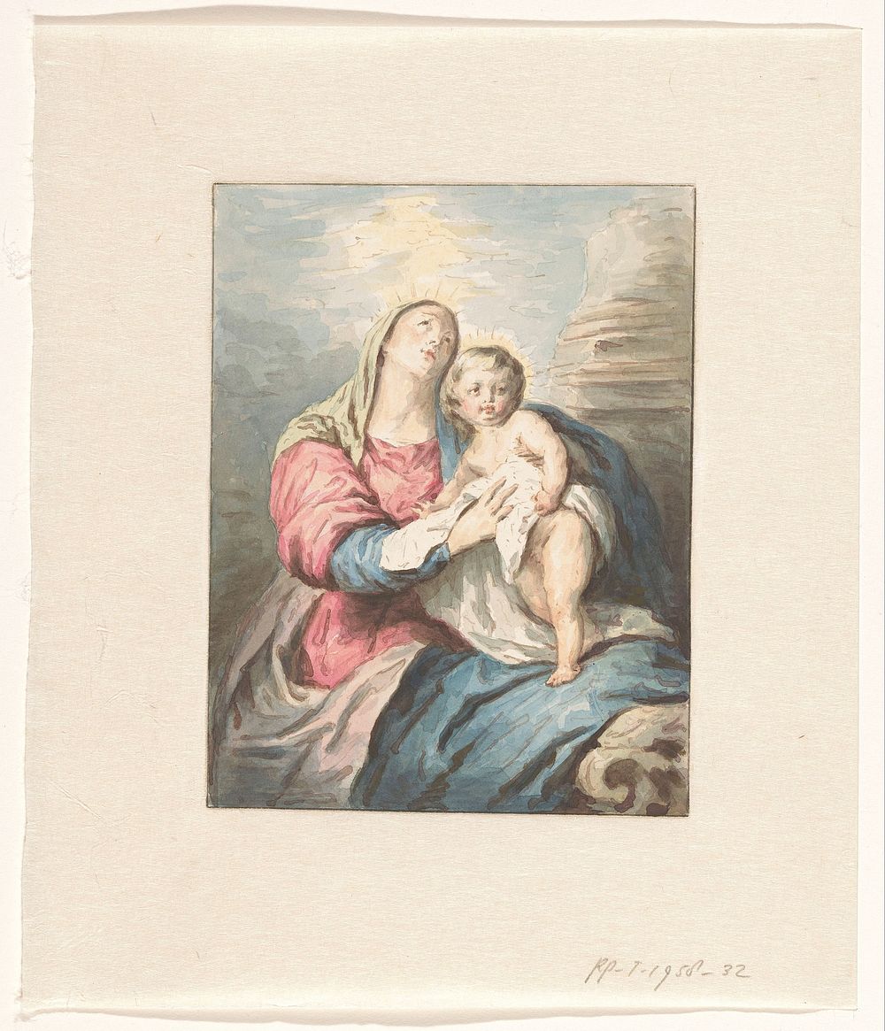Madonna met kind (c. 1826 - c. 1830) by Pieter Christoffel Wonder and Anthony van Dyck
