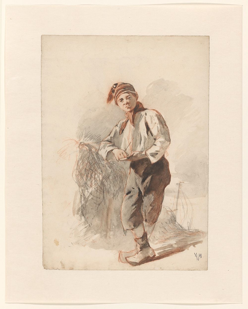 Staande vissersjongen met muts (1848 - 1888) by Anton Mauve