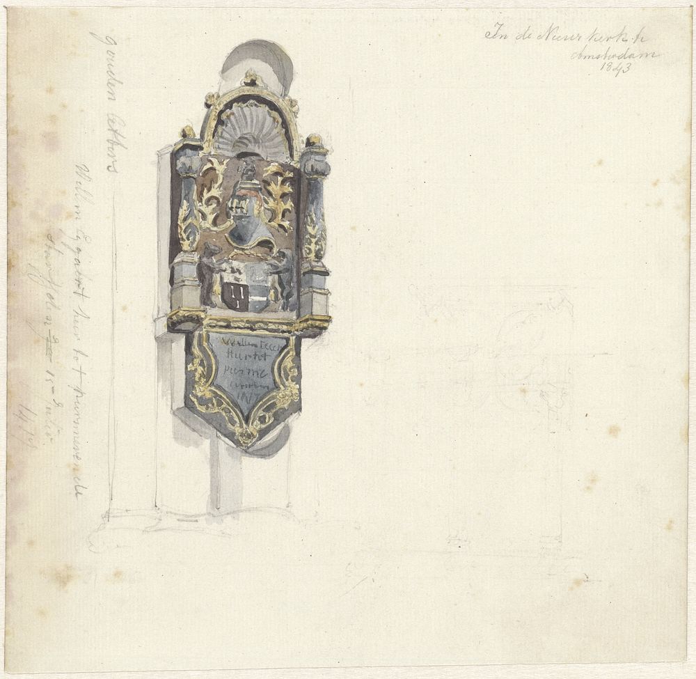 Gedenkteken van Willem Eygaert in de Nieuwe Kerk te Amsterdam (1843) by Johan Adolph Rust