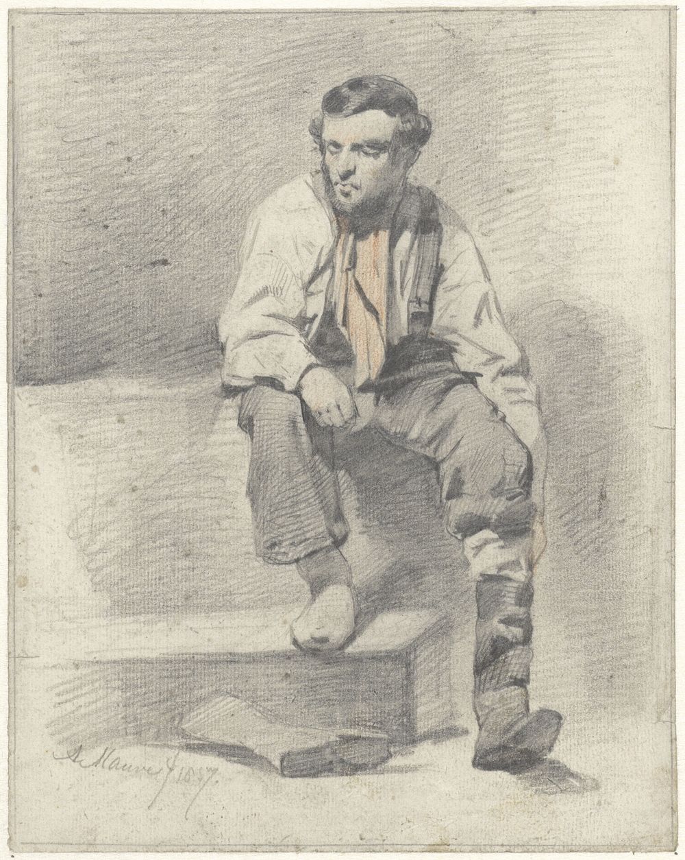 Zittende werkman (1857) by Anton Mauve
