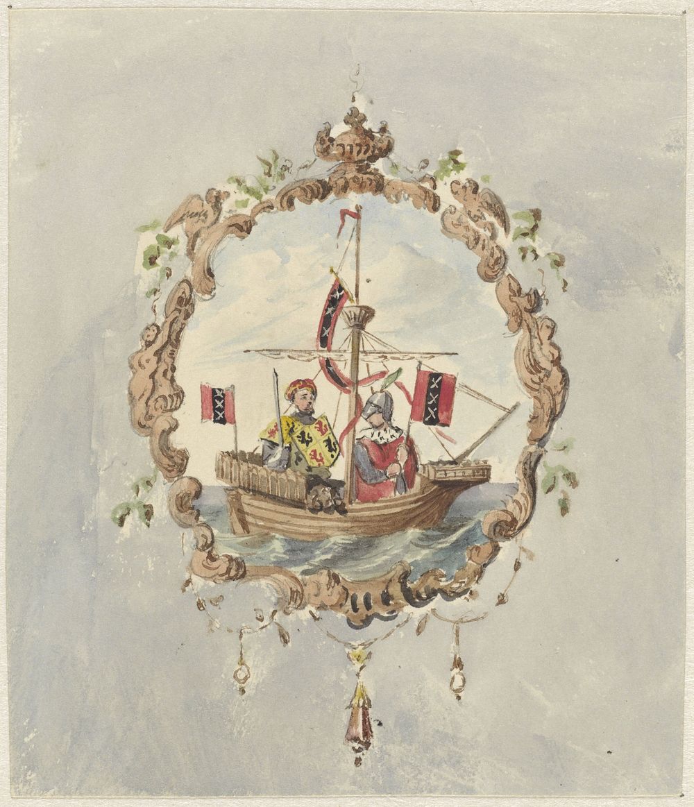 Ontwerp voor de achterzijde van een boek van Johannes ter Gouw (c. 1833 - c. 1890) by Johan Coenraad Leich