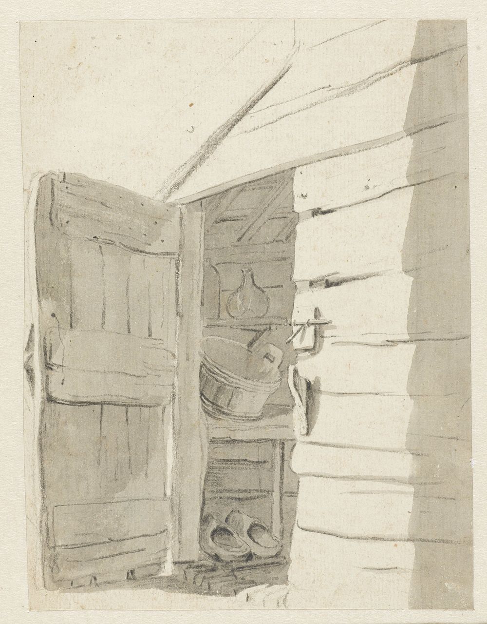 Gezicht in schuur door openstaande deur (1782 - 1837) by Pieter Bartholomeusz Barbiers