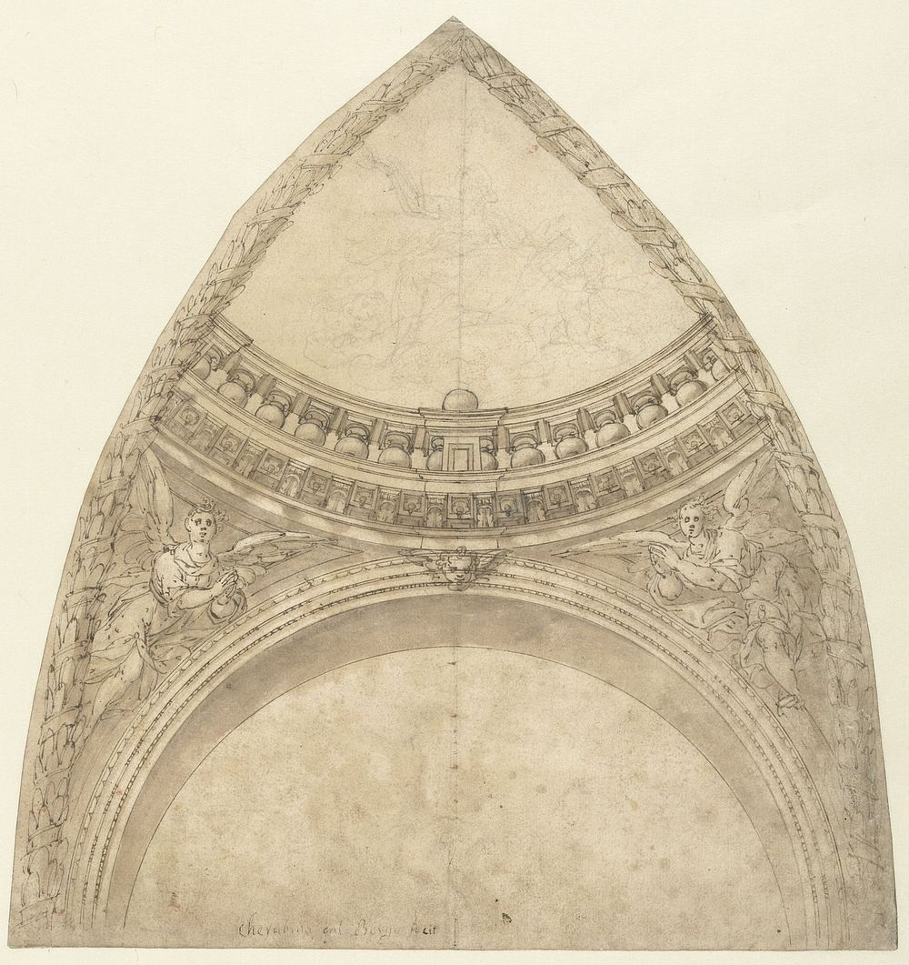 Ontwerp voor een koepelsegment (1563 - 1615) by Cherubino Alberti